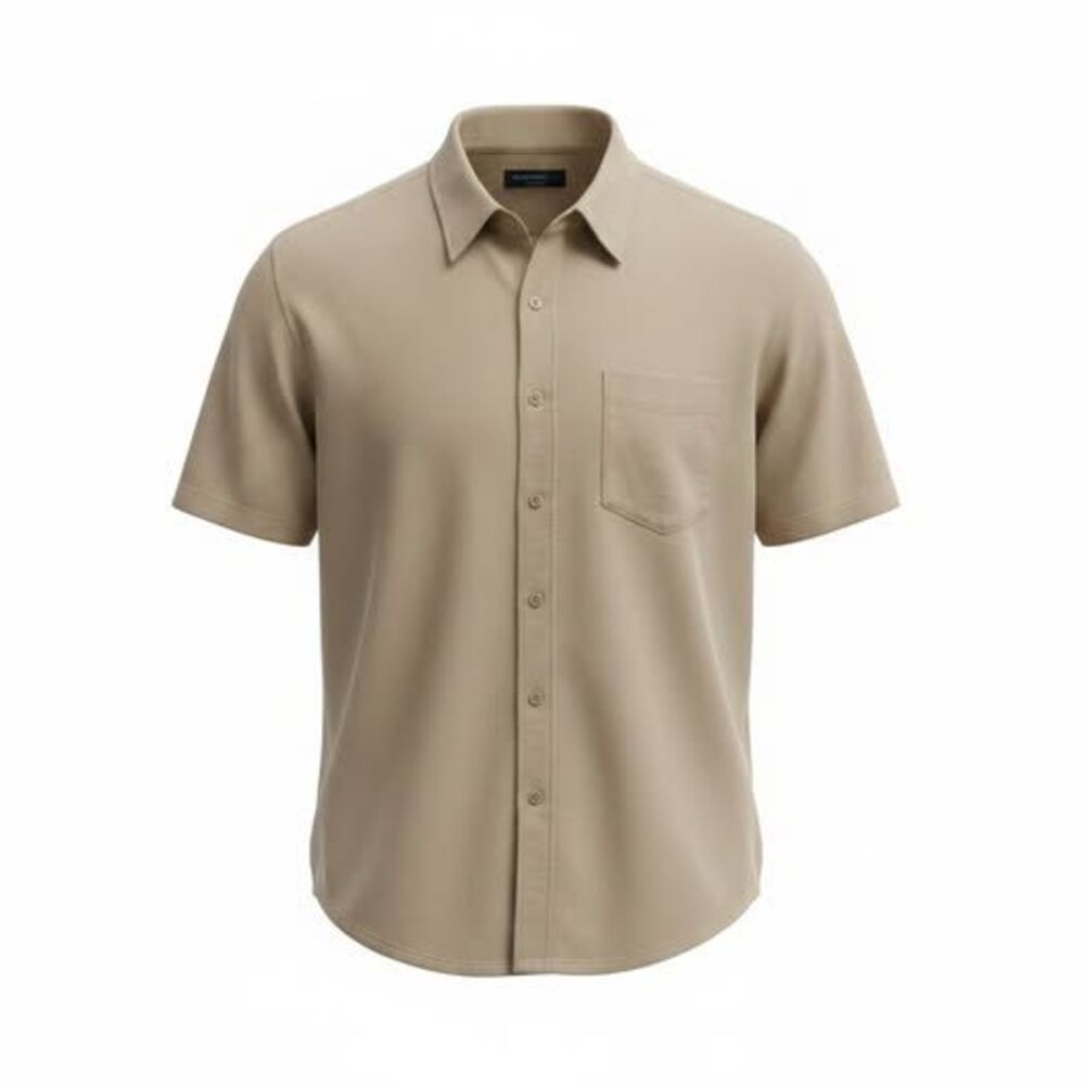 Sonoma Men’s 2XL Tan Button Up Shirt Casual Short Sleeve